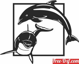 download Two Dolphins wall art free ready for cut