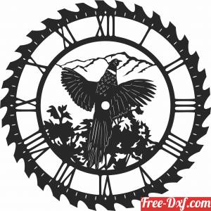 download peacock sceen saw wall clock free ready for cut