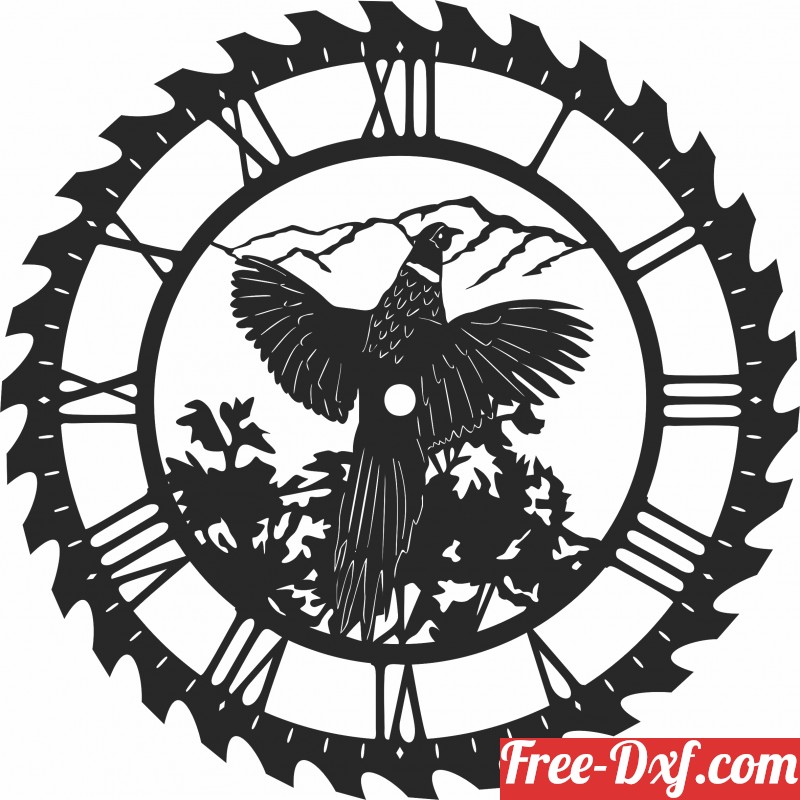 Download peacock sceen saw wall clock fgGdU High quality free Dxf