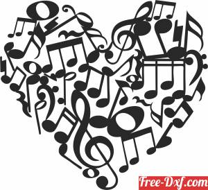 download heart with music notes cliparts free ready for cut