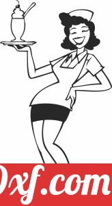 Retro Waitress clipart