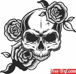 download skull with rose cliparts free ready for cut