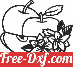 Apple with flowers clipart