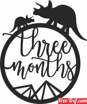 download Baby three months Milestone dinosaur free ready for cut
