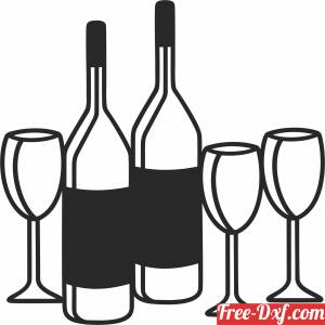 download Wine bottle and Glasses free ready for cut
