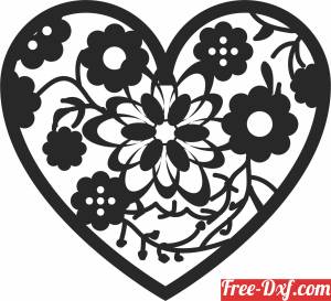 download floral Hearts Valentine's Day free ready for cut