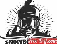 download Snowboarding Skull Mountains Logo free ready for cut