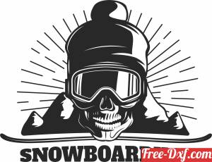 download Snowboarding Skull Mountains Logo free ready for cut
