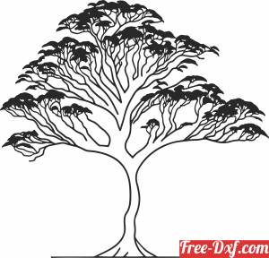 download african Tree vector Silhouette free ready for cut