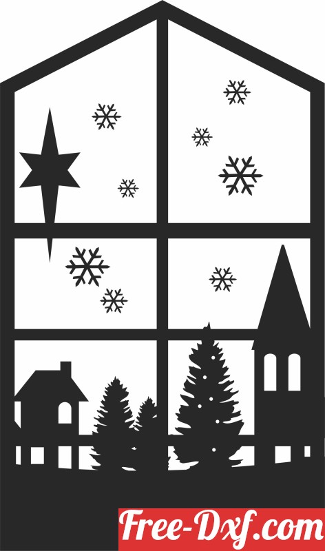 Window Dxf File Download Christmas Window Scene gdQCn High quality free Dxf files