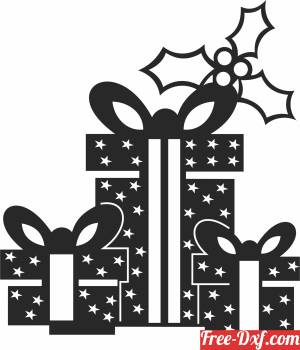 download Christmas gifts wall arts free ready for cut