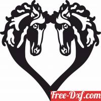 download Heart Horse Heads Design free ready for cut