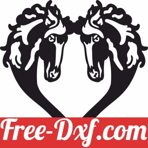 Heart Horse Heads Design
