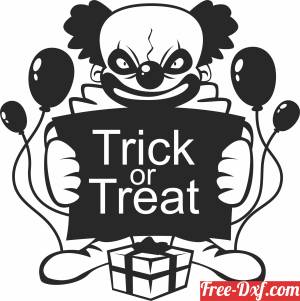 download Trick or Treat halloween clown free ready for cut