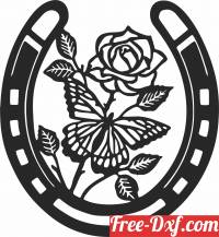 download Horse shoe with flower free ready for cut