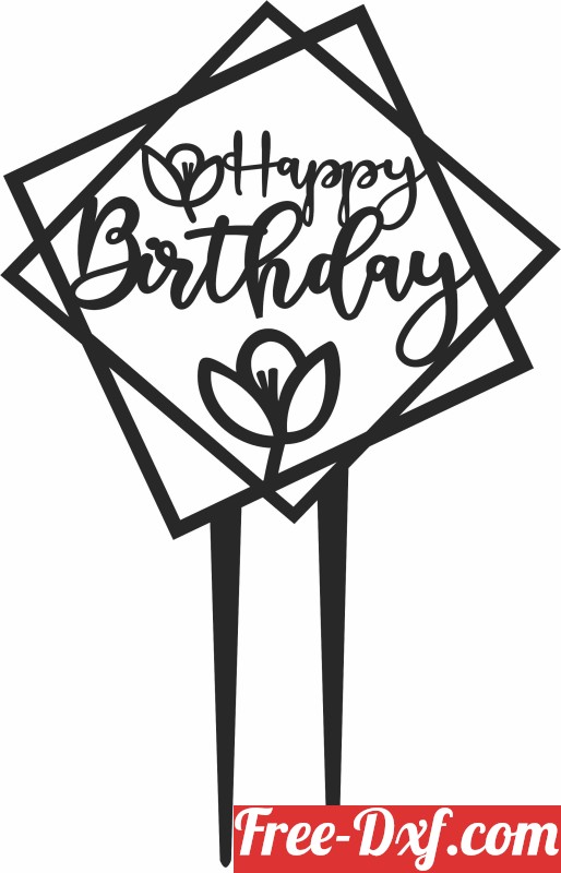 Download Happy birthday cake stake h8AHK High quality free Dxf fi