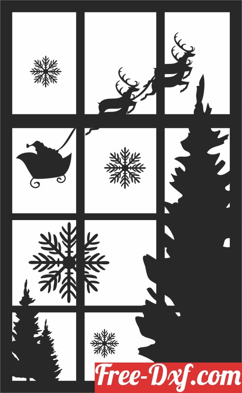 Download Christmas Window Scene hBpr4 High quality free Dxf files
