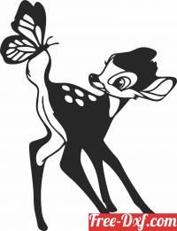 download Deer with butterfly wall decor free ready for cut
