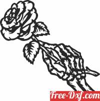 download skeleton hand holding a rose free ready for cut