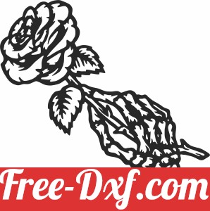 skeleton hand holding a rose