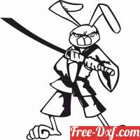 download Cartoon samurai bunny with sword free ready for cut