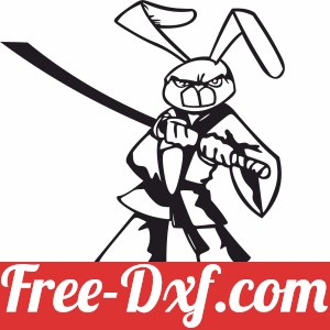 Cartoon samurai bunny with sword