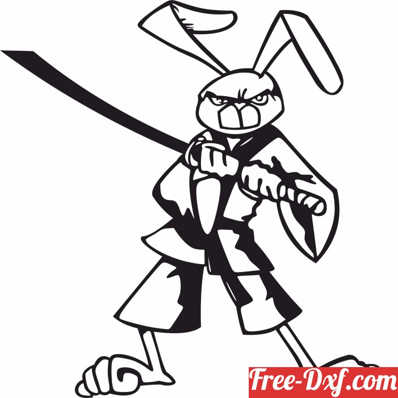 Download Cartoon samurai bunny with sword hVpPY High quality free