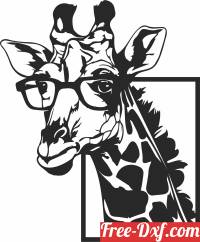 download Giraffe with glasses wall art free ready for cut