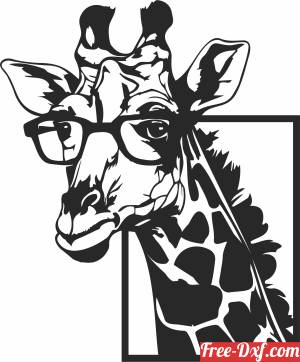 download Giraffe with glasses wall art free ready for cut