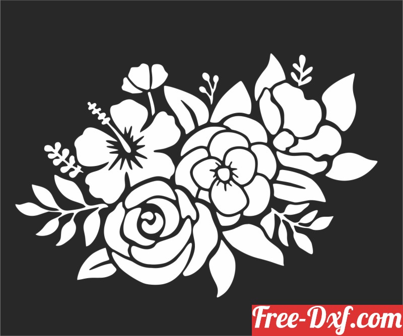 Download flowers roses wall decor hxBet High quality free Dxf fil