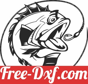 Bass Fish fishing scene clipart