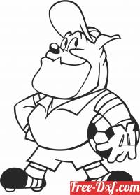 download Cartoon Dog Football soccer goal keeper free ready for cut