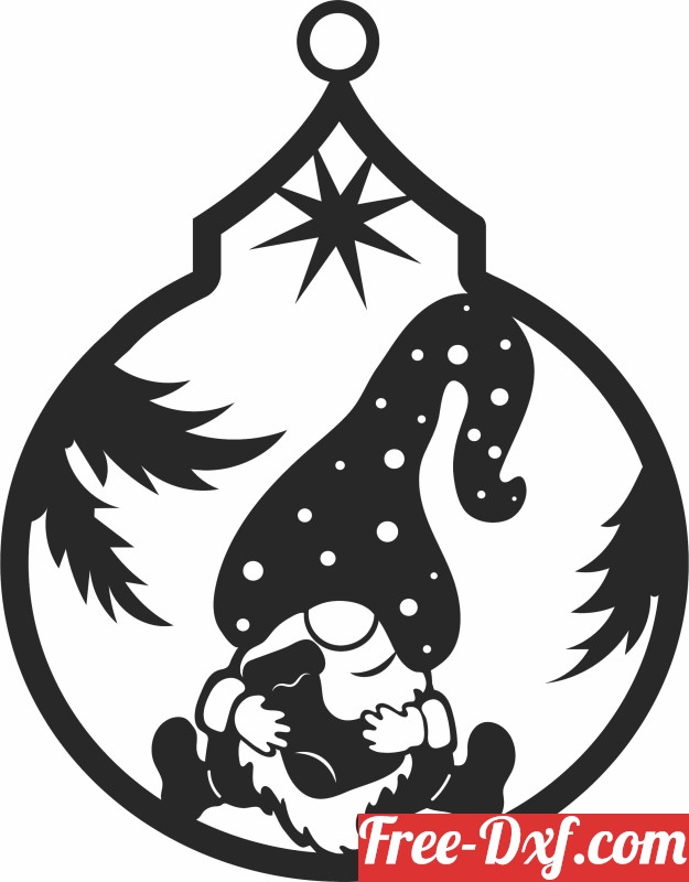 Download Gnome Christmas Ornament IIfRc High Quality Free Dxf Fil