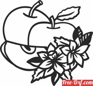 download Apple fresh fruit with flowers free ready for cut