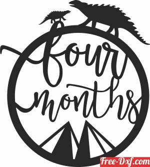 download Baby four months Milestone dinosaur free ready for cut