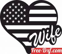 download Heart wife USA Flag free ready for cut