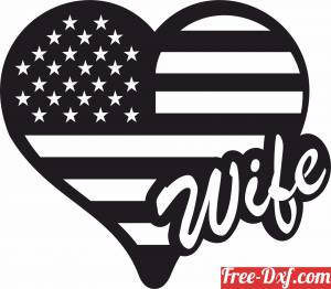 download Heart wife USA Flag free ready for cut