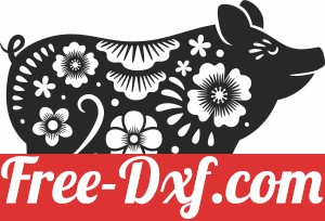 porc with flowers clipart