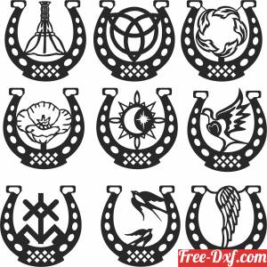 download pack Horse Shoe with sign free ready for cut