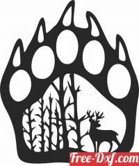 download Bear paw with deer scene free ready for cut