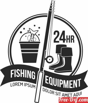 download Fishing equipment sign logo free ready for cut