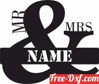 download Wedding Gift for Mr and Mrs Custom name sign free ready for cut
