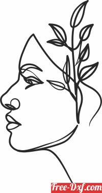 download Woman Face One Line arts free ready for cut