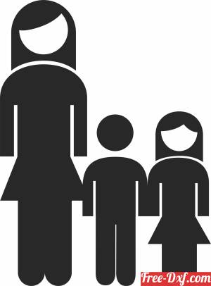 download mother with kids silhouette free ready for cut
