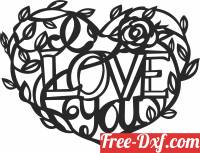 download love you valentines Day floral Heart free ready for cut