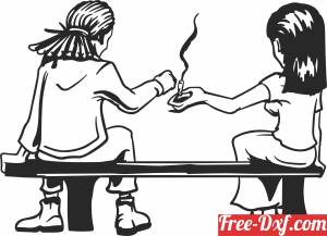 download Smoking Friends Silhouette Cut File free ready for cut