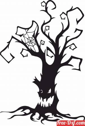 download Halloween creepy scary bare tree monster free ready for cut