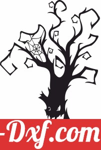 Halloween creepy scary bare tree monster