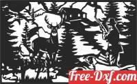 download deer scene forest art free ready for cut