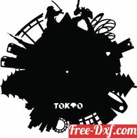 download Tokyo Wall vinyl clock free ready for cut